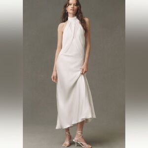 BHLDN Ivory Halter Maxi Slip Dress
